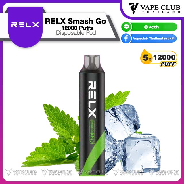 RELX Smash Go Puffs Disposable Pod Grape n Double Mint Nic %