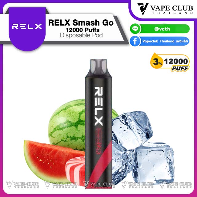 RELX Smash Go Puffs Disposable Pod Watermelon Bubblegum Nic %